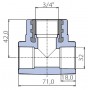 Тройник Ekoplastik 32x3/4x32 внутренняя резьба